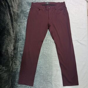THEORY Raffi Slim Fit Pants Mens Color Red Wine‎ Dark Size 36